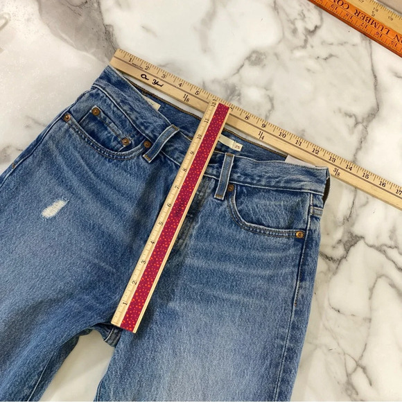 Levi's‎ Premium Wedgie Fit Jeans Women Size 25 Blue Cotton Raw Frayed Hem Ripped - Picture 12 of 13
